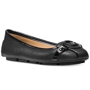 Michael Kors Fulton Moc Leather Flats in Black